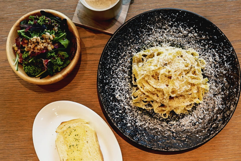 ケヤキカフェの具がないパスタ「カチョペペ」