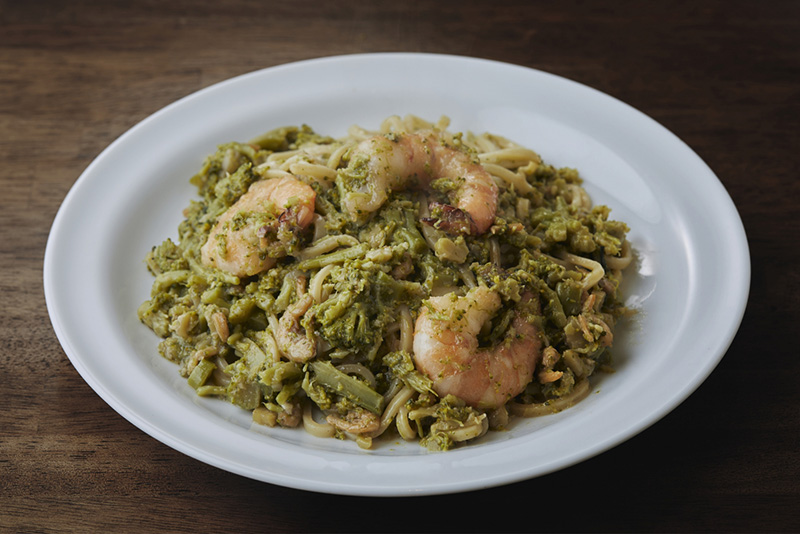 くたくたブロッコリーとエビの和えそば