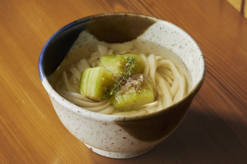 翡翠なすのひやかけうどん
