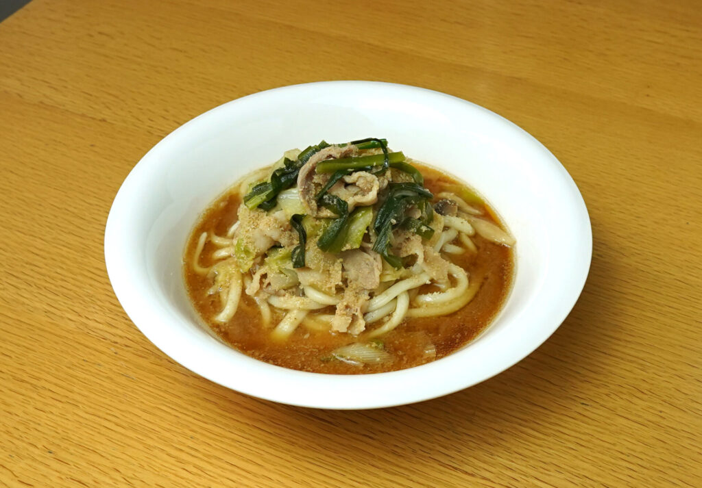 豚バラ味噌鍋うどん